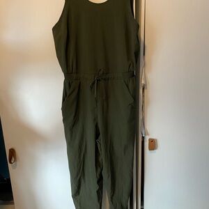 All in Motion Green tapered leg Jumpsuit with Elastic Waist and pockets